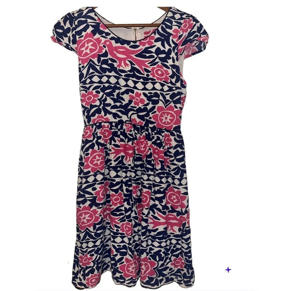 Anthropologie Maeve Peralta petal pink blue white flared dress, size 2 - Picture 1 of 7